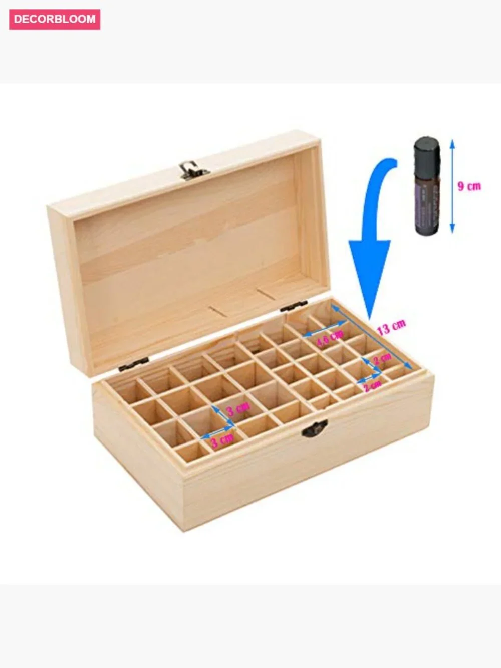 Wooden Essential Oil Storage Box Holds 36 Bottles Travel Case Display Organizer